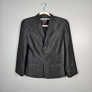 Ralph By Ralph Lauren 100% Silk Black Blazer Womens Size Small Button Front